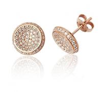 Silver & Co Rose Gold Plated Round Pave Set Cubic Zirconia Stud - Sterling Silver / Rose Gold Plated