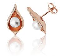Silver & Co Rose Gold Plated Shell Design Pearl Cubic Zirconia - Sterling Silver / Rose Gold Plated