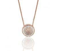 Silver & Co Rose Plated Round Pave Set Chain Pendant SPG0053R - - Sterling Silver / Rose Gold Plated