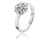 Silver & Co Round Cluster Cubic Zirconia Ring SRG0032CZ - - Size S - Sterling Silver / Rhodium Plated