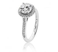 Silver & Co Small Claw Set Round Halo CZ Ring SRG0009CZ - - Size J - Sterling Silver / Rhodium Plated