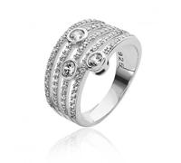 Silver & Co Spiral Micro Set CZ Ring 925 Sterling Silver - Size J - Sterling Silver / Rhodium Plated