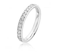 Silver & Co Thread Grain Set 1/2 Ct CZ Ring SRG0030CZ - Premium - Size N - Sterling Silver / Rhodium Plated