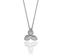 Silver & Co Three Petal Cubic Zirconia Chain Pendant SPG0057CZ - - Sterling Silver / Rhodium Plated