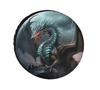 Silver-Coated Oxford Tire Covers Cool Dragon Printed for 24-36 Inch Tires, Waterproof UV Protection, Universal Fit for Truck RV SUV Trailer (Unique Patterns)