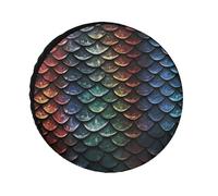 Silver-Coated Oxford Tire Covers Dragon Scale Printed for 24-36 Inch Tires, Waterproof UV Protection, Universal Fit for Truck RV SUV Trailer (Unique Patterns)