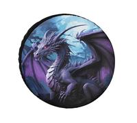 Silver-Coated Oxford Tire Covers Purple Dragon Purple Moon Printed for 24-36 Inch Tires, Waterproof UV Protection, Universal Fit for Truck RV SUV Trailer (Unique Patterns)