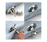 Silver Color 2sets Tool Free Jean Button Replacement snap Buttons Metal Flat Adjust Button