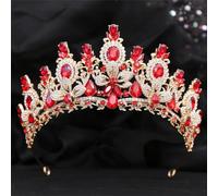 Silver Color Blue Opal Crystal Crown Princess Tiaras Headwear For Women Pageant Diadem Wedding Hair Jewelry Gold Red