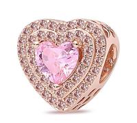 silver color charms fit bracelet silver color Pavé heart meet Bead diy women pendant jewelry Fashion in practical