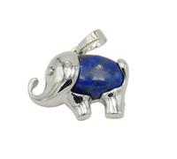 Silver Color Cute Animal Elephant Natural Stone Crystal Bead Pink Quartzs Necklace Pendant for Women Men Charm-Lapis Lazuli