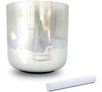 Silver Colored Crystal Singing Bowl with Suede Striker & O-ring, Quartz Chakra Sound Bowl for Yoga Meditation & Sound Bath(440Hz,6 inch F note)