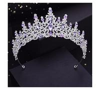 Silver Colors Green Crystal Wedding Crown for Queen Bridal Headdress Tiaras Hairwear Girls Prom Head Ornaments Jewelry Princess (Color : Silver Purple)