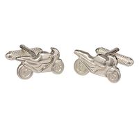 Silver Colour Racing Motorcycle Motorbike Cufflinks for Men In GS Cufflink Box