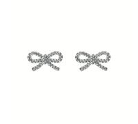 Silver Coloured Ribecca Cubic Zirconia Bow Stud Earrings