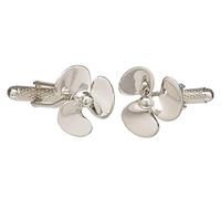 Silver Coloured Ships Propeller Cufflinks Presented in Onyx Art Gift Box(Size: One size)