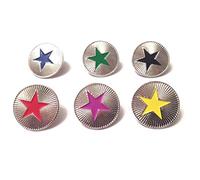SILVER & Coloured Stars in Circle, Lapel Pin Badges (Red)