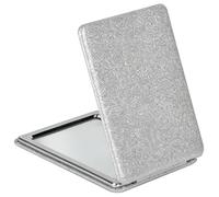 Silver Compact Travel Vanity Mirror for Girls Ladies Women Men, Elegant 2-Sided Folding Makeup Mirrors for Pocket Handbag Purse Wallet Backpack, Slim Magnifying Cosmetic Mirror Portable
