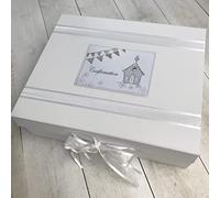 Silver Confirmation Church & Bunting - A4 Keepsake Box - by WHITE COTTON CARDS (CN2X)
