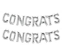 Silver Congrats Foil Balloon Banner, 1m (2 pack)