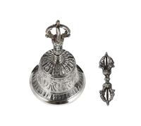 Silver Copper Five Strand Vajra Bell for Buddhism Tribute