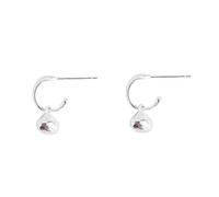 Silver Copper Plated Half Hoop Earring, Irregular Teardrop Grain Dangle Earrings, Minimalist Drop Earrings for Women