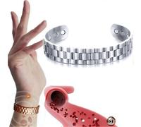 (silver) Copperheal Sugardown Therapeutic Bracelet-sugar Control Wristband Lymph Drainage Magnetic Tourmaline Bracelet