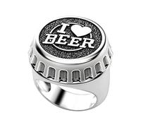 Silver Creative Beer Bottle Cap Ring Jewellery Birthday Proposal Bridal Engagement Ring Rings Women Christ (Silver, 8)