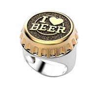 Silver Creative Beer Bottle Cap Ring Jewelry Birthday Proposal Bridal Engagement Ring Rings Women Christ (Gold, 12)