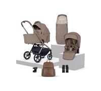 Silver Cross Breez Pushchair & Accessory Bundle - Compact Lightweight Travel System, One-Hand Fold Pushchair with Lie-Flat Seat - Car Seat Compatible - Birth to 4 Years (22kg) - Champagne