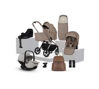 Silver Cross Breez Travel System - Compact Lightweight Pushchair & 360 Infant Carrier Car Seat Bundle - One-Hand Fold Pushchair with Lie-Flat Seat - Birth to 4 Years (22kg) - Champagne