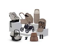 Silver Cross Breez Travel System - Compact Lightweight Pushchair & 360 Ultimate Family Car Seat Bundle - One-Hand Fold Pushchair with Lie-Flat Seat - Birth to 4 Years (22kg) - Champagne