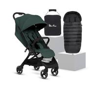 Silver Cross Clic 2 Stroller, Travel Bag & Footmuff, Birth to 22kg, Conifer | For Life on the Go, Our Lightweight, Compact Everyday Stroller, One-Hand Self-Standing Fold, Travel Bag & Footmuff Included