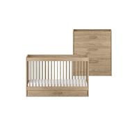 Silver Cross - Geneva 2-piece set - Cot Bed & Dresser With Intergrated Changer Top - Newborn to 4 Years - Nursery Furniture - Natural Oak Finish