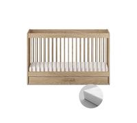 Silver Cross - Geneva Cot Bed & Truefit Eco Fibre Mattress - Toddler Bed - From newborn to 4 years - Natural Oak Finish