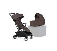 Silver Cross Nia Compact Travel Stroller & Carrycot - Cabin Approved - One-Hand Fold - Lie-Flat Seat - Lightweight - Suitable from Birth to 4 Years - Chocolate
