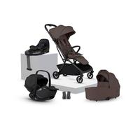 Silver Cross Nia Compact Travel System - IATA Cabin Approved Stroller & Glide Plus 360 car seat - One-Hand Fold - Lie-Flat Seat - Lightweight - Suitable from Birth to 4 Years - Chcocolate