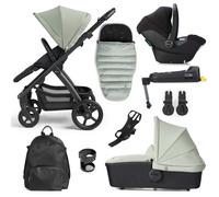 Silver Cross Tide 3-in-1 Dream Travel System + Free Accessories Pack Bundle, Sage on Black