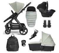 Silver Cross Tide 3-in-1 Dream Travel System + Free Accessories Pack Bundle, Sage on Black