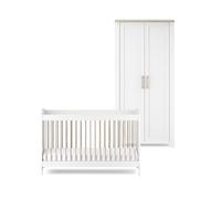 Silver Cross Valencia Cot Bed & Wardrobe | Timeless White with Natural Ash Accents, From Newborn to Toddler (Approx. 4 Years), Converts Easily from Cot to Toddler Bed