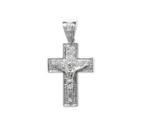 Silver Cross with Zirconia Stones Pendant G6017 | Acotis - Sterling Silver