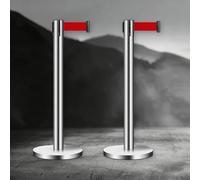 Silver Crowd Control Stanchions 9.8FT Line Barrier Railing for Queue Management Ideal for Theaters Airports Hotels Exhibitions and Public Events
