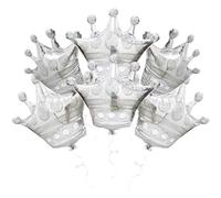 Silver Crown Balloon Princess Balloon Cap Balloon For Party King Party Queen, 6 Pack Royal Prince Crown Foil Balloons For Birthday Decor Wedding Bridal Shower Marriage Engagement Party Supplies