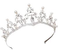 Silver Crown for Women, Crystal Queen Crowns and Tiaras Girls Round Wedding Headband Hair Accessories, Crowns Tiara for Parties, Pageant, Stage Productions The shape is exquisite and the costume is pe