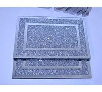 Silver crushed crystal mirrored glass Placemats set of 2 silver jewel Elegant Addition to Your Home Best Gift