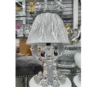 Silver Crushed Diamond Ceramic Shade and Stitch Table Lamp for Home Bedroom, Dining Room, Living Room, Or Sitting Room Decoration Ornament (Silver Stitch Table Lamp, 54)