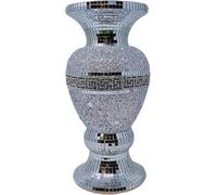Silver Crushed Diamond Ceramic Vase, Sparkly Mirrored Flower Pot, Diamante Bling Home Ornament for Living Room, Hallway, Bedroom or Table Display - 30CM Tall