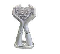 Silver Crushed Diamond Crystal Heart In Hand Ornament
