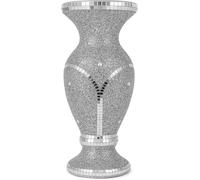 Silver Crushed Diamond Decorative Vase - Sparkly Glitter Mosaic Crystal Flower Vase Ornament for Living Room, Bedroom, Office & Wedding Centerpiece Home Decor - 40cm