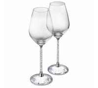 Silver Crushed Diamond Diamante Crystal Filled Wine Glass Set Pair of Glasses in A Wedding Anniversary Box A New Bling Sparkle for Your Celebrations